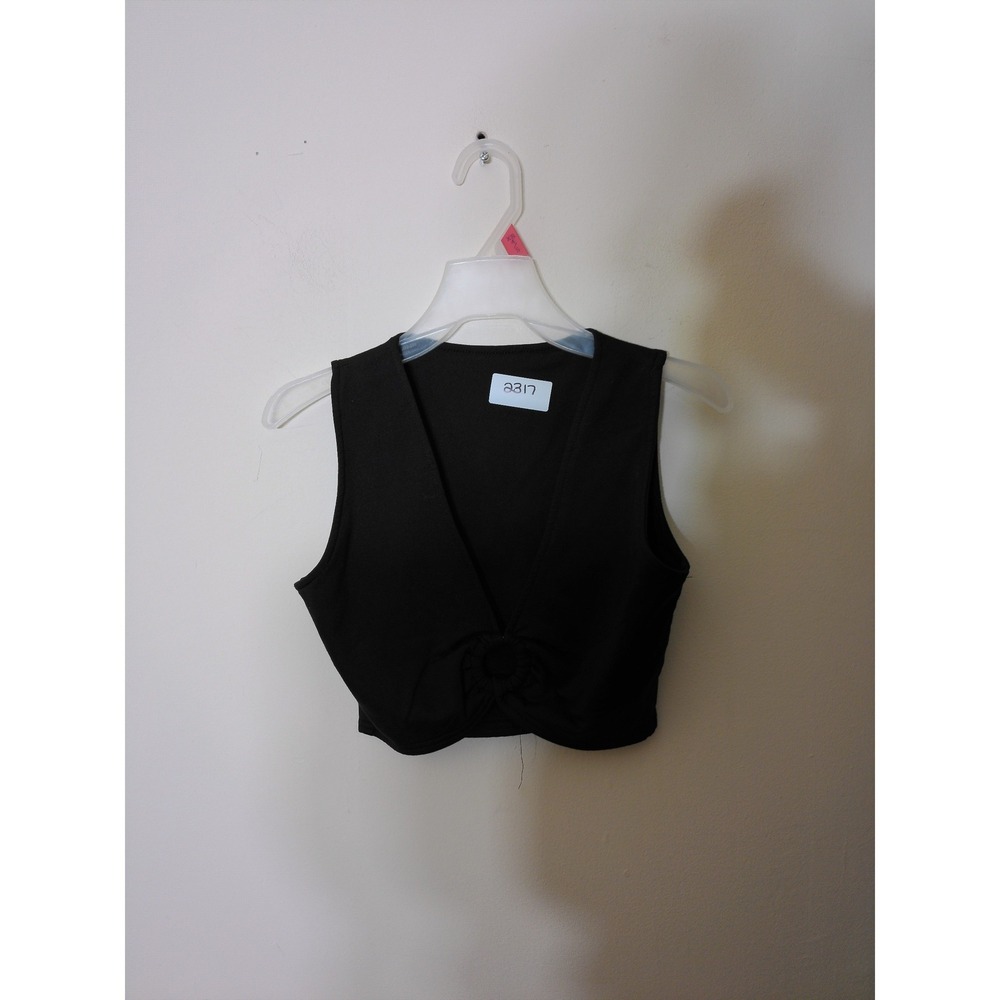 Unbranded O-Ring Crop Top Women XS Black V-Neck Edgy Minimalist Baddie Tank
